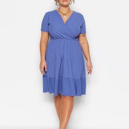 Trendyol Plus Size Ribbed V-Neck Tiered Detail Fit & Flare Dress-picture-10