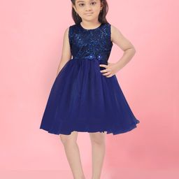 BAESD Girls Embellished Round Neck Gathered Fit & Flare Dress-image-40