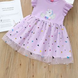YK Girls Flutter Sleeve Cotton Fit & Flare Dress-29