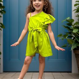 A.T.U.N. One Shoulder Short Sleeves A-Line Dress-image-87