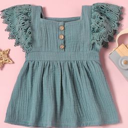 StyleCast Blue Flutter Sleeve A-Line Dress-picture-2