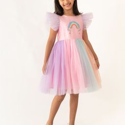 A Little Fable Round Neck Short Flutter Sleeve Fit & Flare Dress-picture-13