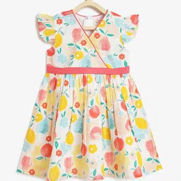 Campana Girls Conversational Print Cotton Fit & Flare Casual Dress-image-49