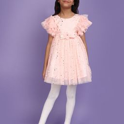 V-Mart Girls Embellished Ruffles Flutter Sleeve Fit & Flare Dress-image-35