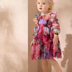 Angel & Rocket Floral Print Puff Sleeve Fit & Flare Dress-picture-24