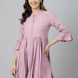 Neemiya Striped Bell Sleeve Fit & Flare Dress-image-42