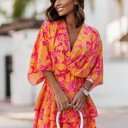 StyleCast x Revolte Floral Printed Flared Sleeve Layered Fit & Flare Dress-picture-44