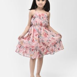 Eavan Girls Floral Printed Shoulder Straps Georgette Fit & Flare Midi Dress-image-84