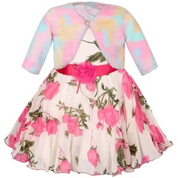 Wish Karo Girls Floral Printed Corsage Fit & Flare Dress With Jacket-image-22