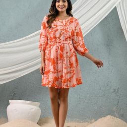 VenderVilla WomenTie Dyed Printed Ruffles Fit & Flare DressComes with a belt-image-5