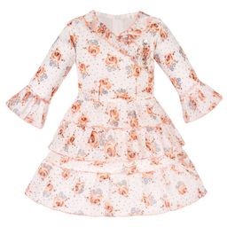 Wish Karo Girls Floral Printed Bell Sleeve Layered Georgette Wrap Dress-image-95