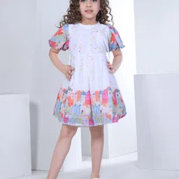 Peppermint Girls Floral Print Flared Sleeve Chiffon Fit & Flare Dress-image-98