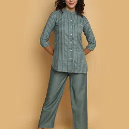 V-Mart Striped Mandarin Collar Tunic With Trousers-picture-42