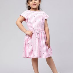 Biglilpeople White Striped Fit & Flare Dress-image-23