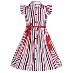 Wish Karo Striped Fit & Flare Dress-image-43