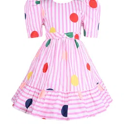 Wish Karo Polka Dot Striped Fit & Flare Dress-image-80