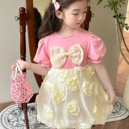 StyleCast x Revolte Girls Round Neck Fit & Flare Dress With Bow Detail-image-93