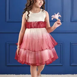 Mark & Mia Girls Colourblocked Knee Length Sleeveless Fit & Flare Party Dress-21