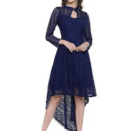 ZELZIS Self Designed Keyhole Neck A-Line Midi Dress-image-86