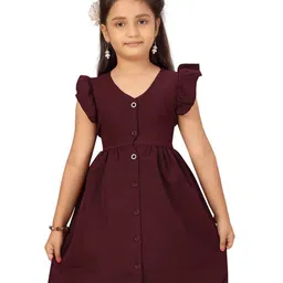 BAESD Girls V-Neck Flared Sleeves Silk Fit & Flare Dress-picture-55