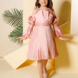 Peppermint Girls Cold-Shoulder Fit & Flare Dress Comes with a belt-image-34