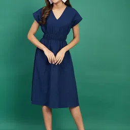 Justin Whyte Striped Extended Sleeves Fit & Flare Dress-image-53