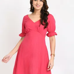 V&M Bell Sleeve Crepe Fit & Flare Dress-image-44