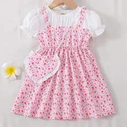 BAESD Floral Printed Fit & Flare Dress With Slingbag-image-53