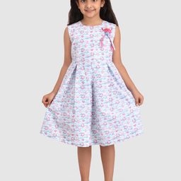 BAESD Girls Conversational Printed Cotton Fit & Flare Dress-image-25