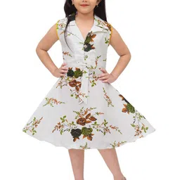 BAESD Girls Floral Printed V-Neck Sleeveless Fit & Flare Dress-image-37