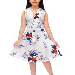 BAESD Girls Floral Printed V-Neck Sleeveless Fit & Flare Dress-image-77