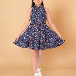 FASHION DREAM Girls Floral Printed Sleeveless Fit & Flare Dress-53