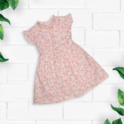 MeeMee Girls Floral Print Flutter Sleeves Cotton Fit & Flare Dress-image-11