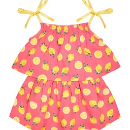 Budding Bees Girls Conversational Printed Layered Cotton Fit & Flare Dress-image-54
