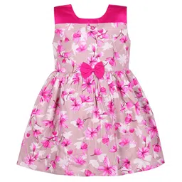 Wish Karo Girls Floral Printed Bow Detail Cotton Fit & Flare Dress-picture-17