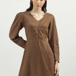 United Colors of Benetton Geometric Printed Puff Sleeves Fit & Flare Mini Dress-picture-30