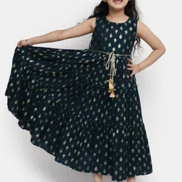 V-Mart Girls Ethnic Motifs Printed Tiered Cotton Fit & Flare Dress-image-29