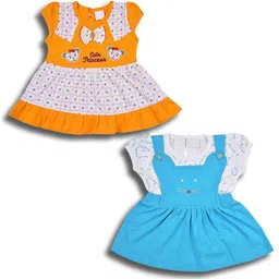 Wish Karo Girls Pack Of 2 Geometric Printed Cotton Fit & Flare Dress-picture-51