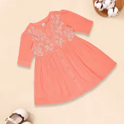 MeeMee Girls Floral Embroidered Cotton Fit & Flare Dress-picture-34