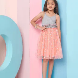 pspeaches Girls Embellished Ruffles Net Fit & Flare Dress-image-11