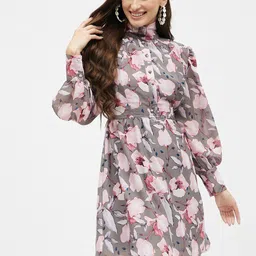 Kibo Floral Georgette A-Line Dress-image-60