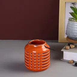 Aura Red Textured Ceramic Candle Holder-picture-24