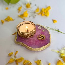 HOMEARTE Pink and GoldToned Tea Light Candle Holder-21