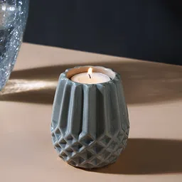 Aura Grey Textured Ceramic Candle Holder-3
