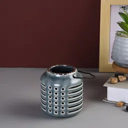 Aura Grey Textured Ceramic Candle Holder-image-69