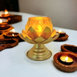 Extreme Karigari Gold-Toned Metal Tea Light Candle Holder-image-64