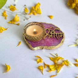 HOMEARTE Pink Jai Shree Ram Tea Light Candle Holder-22