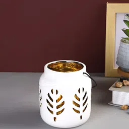 Aura White Textured Ceramic Candle Holder-image-68