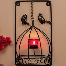 Homesake Black & Red Bird Cage Wall Hanging Candle Holders-image-58