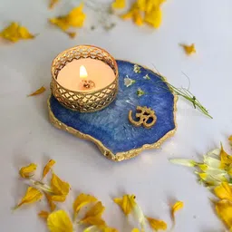 HOMEARTE Blue OM Tea Light Candle Holder-image-18